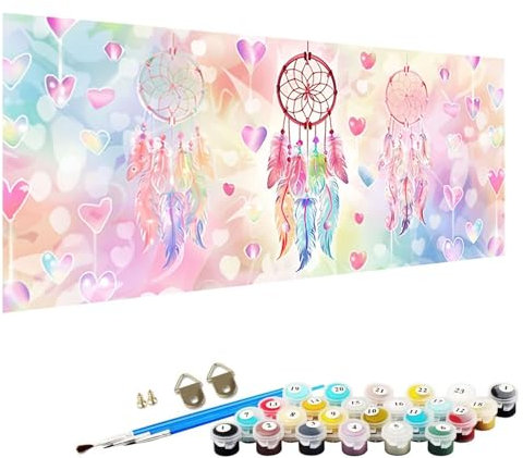 YALNSENN Malen Nach Zahlen Erwachsene abstrakt mit Knitterfreie Leinwand, Pinsels und Acrylfarbe - DIY Handgemalt öLgemäLde Kit Als Geschenk 40x80cm Paint by Numbers Adult TraumfäNger 6-P2
