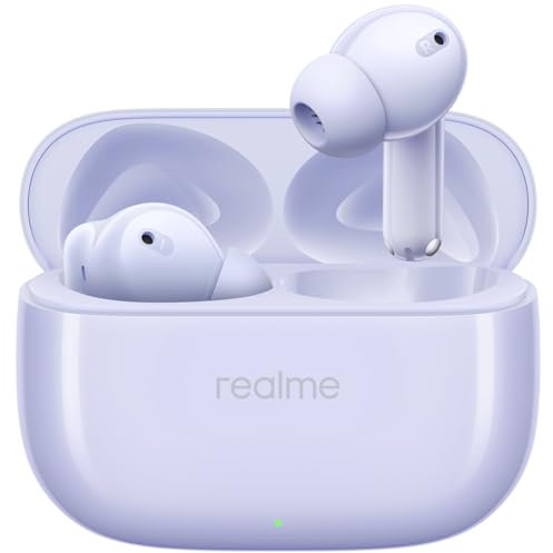 realme Auriculares Bluetooth 5.4 T310, cancelación de Ruido híbrida de 46 dB, Controladores de Graves dinámicos de 12,4 mm, 40 Horas de Tiempo de reproducción Total, Resistencia al Agua IPX5, Morado