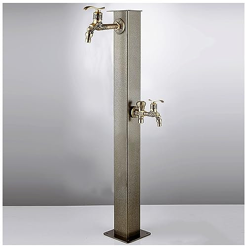 Colonna a fontana per esterni con rubinetto in rame pieno e supporto per tubo flessibile per rubinetti da giardino e patio esterno e sistema di rubinetto per irrigatori e irrigazione