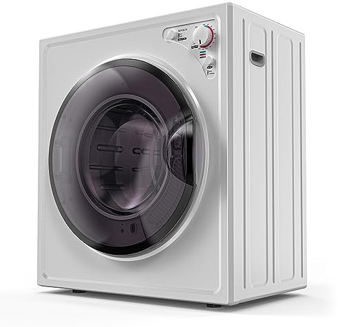 ROVSUN 2.6 Cu.Ft. Portable Dryers for Laundry, Compact Portable Clothes Dryer with Stainless Steel Tub, Dryer Machine, 110V Electric Dryer with Control Knob for Apartment, Dorm, RV, White, 1400W