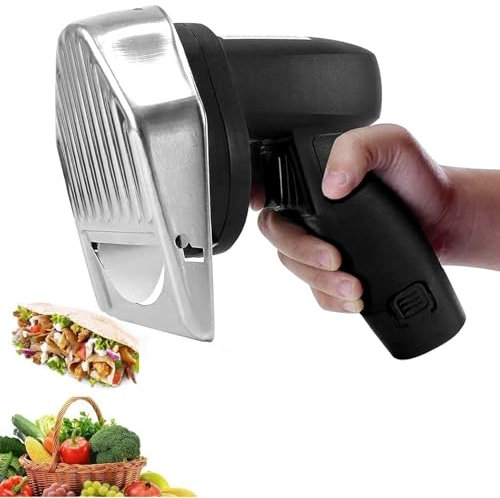Cortafiambres Eléctrico De Mano, 80W Máquina Cortadora De Carne Comercial De Mano De Acero Inoxidable Con Grosor De Corte Ajustable De 0~8mm,poco Ruido, Fácil De Desmontar Para El Hogar Y Restaurantes