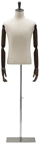 SHANYAYALI Mannequin Torso-Körperpuppe mit Holzarmen und Metallsockel, Kleiderform für Kleidung (C)