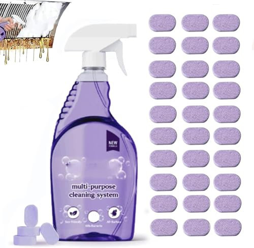 Dr Clean Spray nettoyant pour fours, nettoyeur de four robuste avec bouteille et 30 tablettes, spray de nettoyage polyvalent pour la maison, la cuisine