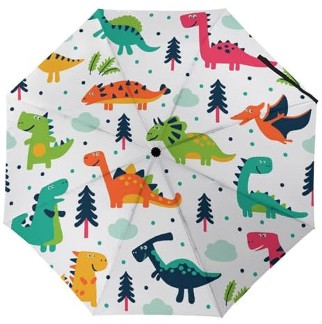 YBQLNP Kompakter Reise Regenschirm Farbe Dinosaurier Taschenschirm Automatisch Auf Und Zu Faltbarer Sonnenschirm