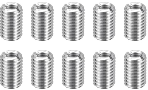 sourcing map Gewinde-Reparatur-Einsätze, M12 x 1,75 Außengewinde auf M8 x 1,25 Innengewinde, 18 mm lang, Edelstahl, Reduziermuttern, metrische selbstschneidende Hülsen, Gewindereduzierer, industrielle