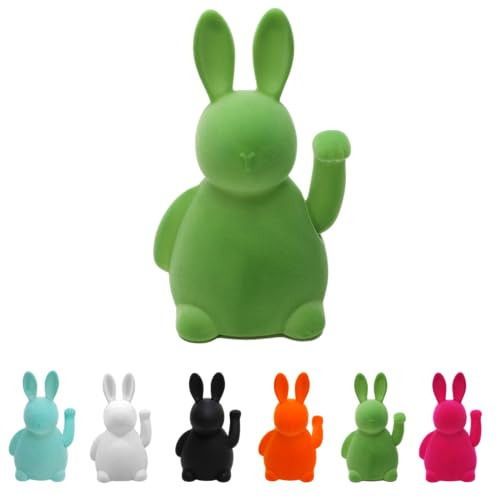 Klocke Dekorationsbedarf Winke-Hase Oster-Dekoration mit Winkearm – Beflockte Hasenfigur - Batteriebetrieben - Deko-Objekt für Ostern & Frühling (Grün)