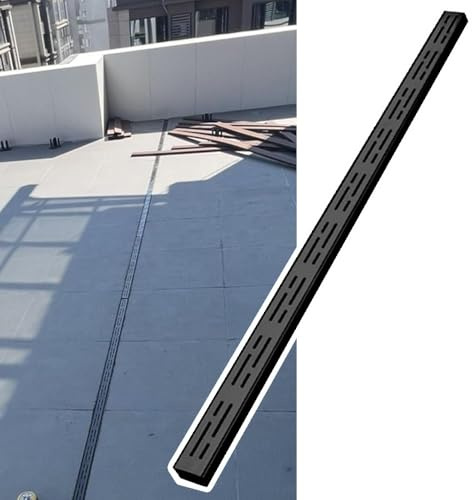 Canale di scarico in acciaio inox nero da 99 cm, con griglia, scarico lineare per doccia, fognatura e uso esterno, soluzione di drenaggio articolabile durevole