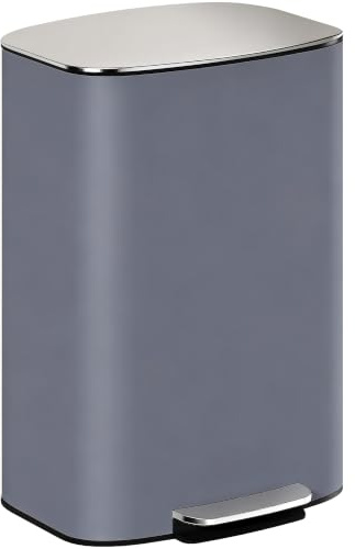 HOMCOM 50L poubelle de cuisine avec couvercle à fermeture douce et fonction d'ouverture permanente, poubelle à pédale en acier inoxydable avec seau intérieur amovible, poignée de transport pour la