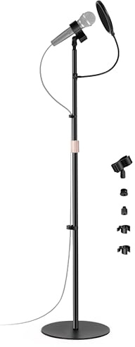 Mikrofon-Bodenständer, abnehmbare Höhe 80 cm bis 160 cm, Mikrofonständer für Blue Yeti HyperX QuadCast SM58 Samson Q2U Fifine K669B Pyle-Mikrofone, für Bühne, Studios, Kinder, Gesang, Performance
