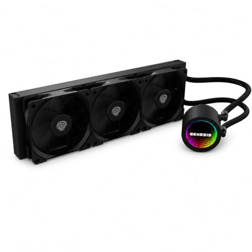 CPU vattenkylning CPU GENESIS Hydria 360, 3 x 120 mm fläktar, 4-polig PWM-pump, luftflöde upp till 80 CFM, högt varvtal 500–1550 varv/min, Intel och AMD, kontaktram – svart