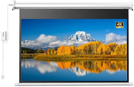 60 72 84 inch Motorized Projector Screen with Remote, 4K Matte White, Wall/Ceiling Mount for Home Theater, Office, Classroom(72(16:9))