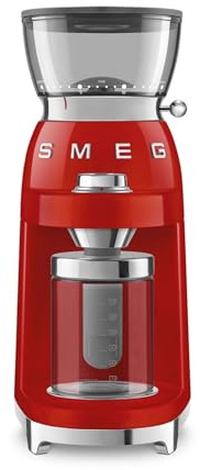 Smeg, Kaffeemühle CGF03RDEU, 15 Mahlgrade, 240-g-Kaffeebohnenbehälter, einstellbare Mahlmenge, mit Antistatik-System, 150 W, Rot