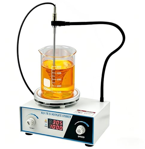Magnetrührer Heizplatte, 700-2600 U/min, 2L Kapazität, 100℃, 180W | Magnetischer Mischer mit LED-Anzeige, Labor Magnetic Stirrer Mixer mit einstellbarem RPM-Taste, Stützständer, Rührstäben