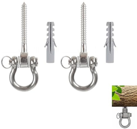 Vauki 2 perchas robustas para columpios, giratorios 180°, ganchos de techo, fijación de acero inoxidable 304, ganchos de techo para vigas de madera, columpio, bolsa de arena, hamaca