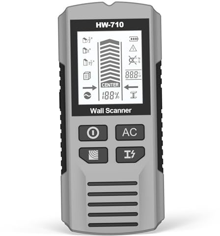 Rilevatore di metalli e pareti portatile multifunzionale Scanner da parete di livello professionale con display LCD per montanti, tubi e cavi elettrici sotto tensione Argento Rilevatore di metall