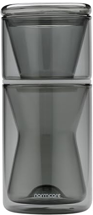 Normcore Pour Over Coffee Maker, 185 Double Wall Glass Dripper, Smoke Grey | 320ml / 10.8oz Capacity, Heat-Resistant Material, Protective EVA Case, Compact Travel Friendly, Easy to Clean Design