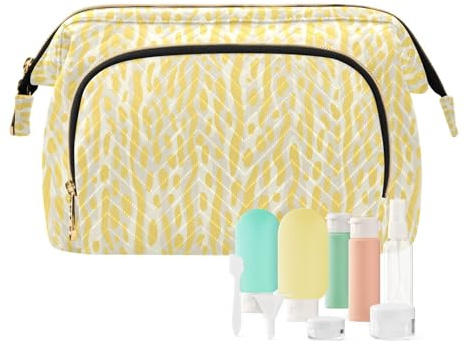 decor gift Borsa cosmetica da viaggio di grande capacità leggera a strisce ghotiche giallo pastello (longword) sacchetto di gioielli per la conservazione dei cosmetici