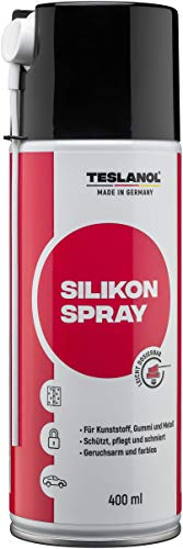TESLANOL 26042 Silikonspray zur Reinigung & Pflege / Schmiermittel für Gummi Kunststoff & Metall / Silikon Spray Silikonfettspray für Fenster & Türen / Dose 400ml
