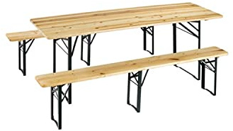 MilaniHome Bierzeltgarnitur 220 x 70 mit Bank mit 3 Beinen für Außen Garten, Veranda, Terrasse, Camping Hochzeit Sagra