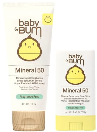 Sun Bum Baby Bum Spf 50 Sunscreen Face Stick and Lotion Mineral Uva/uvb Face and Body Protection for Sensitive Skin Fragrance Free Travel Size