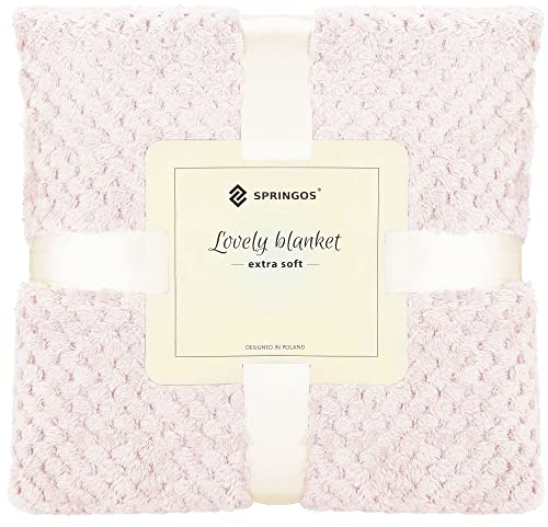 SPRINGOS Kuscheldecke 200 x 220 cm Flauschige Wohndecke Tagesdecke Textur Muschel-Muster Sofadecke Plaid Extra Soft