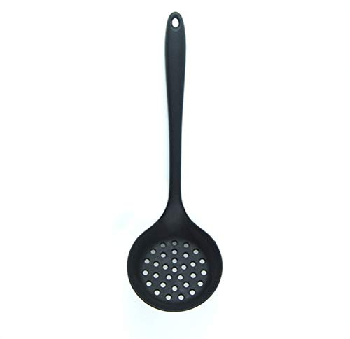 Spatola per Schiumarola con Fessura in Silicone, Cucchiaio Colino Leggero con Manico Lungo, Morbido e Antiaderente, Facile da Pulire per Filtrare Verdure e Gocce (BLACK)
