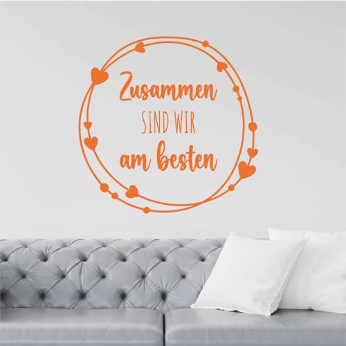 Indigos UG - Wandtattoo Wohnzimmer - Wandaufkleber Zusammen sind wir am besten - Pastellorange 80x79cm - Aufkleber Kinderzimmer Schlafzimmer Küche Badezimmer Büro Dekoration
