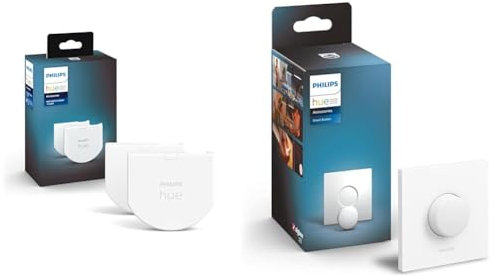 Philips Hue Smart Wall Switch Module Twin Pack. Works with Alexa, Google Assistant and Apple Homekit & Smart Button Smart Lighting Accessory. Wireless Control of Home Lights, Livingroom