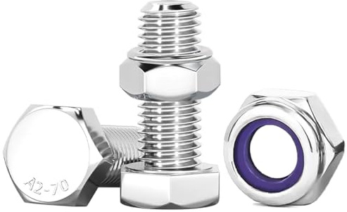 Drenky Sechskantschrauben Set M10 Schrauben mit Muttern Maschinenschrauben Edelstahl A2 V2A M10x16mm Edelstahlschrauben Selbstsichernde Muttern Schrauben Set für Möbel, Autos, 10 Stück