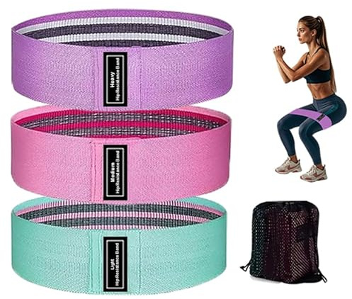 S.ROMZA Elastique Musculation Lot de 3 Niveaux de Force Bande de Résistance Bandes de Résistance en Tissu Tricoté-pour Musculation，Fitness，Yoga，Pilates