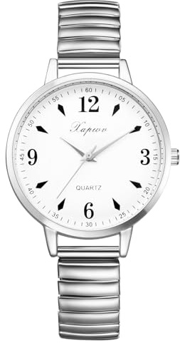 Oidea Women's Easy Reader Watch: Large Face Big Number Elastic Strap Wrist Watch Analog Quartz Bracelet Watch Casual Business Dress Ladies Wristwatch
