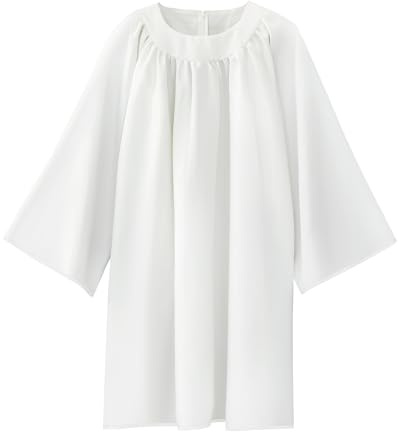 Toulite Vestaglie da coro unisex opache, per chiesa, colore bianco, girocollo, per battesimo, per laurea, pastore, sacerdote, bianco, 37''