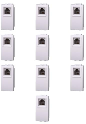 10 MODULI PRESA TELEFONICA, BIANCO, COMPATIBILE CON BTICINO LIVING, PRESA TELEFONO, CONNETTORE RJ11, MODULI E FRUTTI 100% COMPATIBILI, MATERIALI DI ALTA QUALITA'