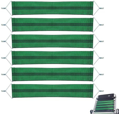 TUKEVA 6 PCS Correas de Tela reforzadas para tumbonas Cinturones de Silla con Ganchos de Metal Fuertes Accesorios para sillas de Tumbona para Patio,césped,reclinable,Tumbona,Silla Plegable (Verde)