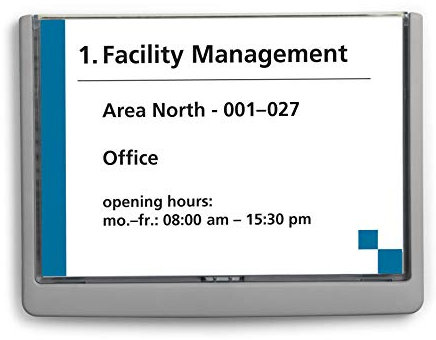 Durable 486637 Click Sign Plaque de Porte Et de Signalisation avec Cadre Profilé Plastique Coloris Gris Graphite Format A5 Paysage 210 x 148,5 mm