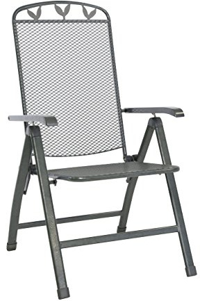 greemotion Klappsessel Toulouse eisengrau, Stuhl aus kunststoffummanteltem Stahl, Gartenstuhl mit 5-fach verstellbarer Rückenlehne, witterungsbeständig und pflegeleicht, ca. 58 x 64 x 108 cm