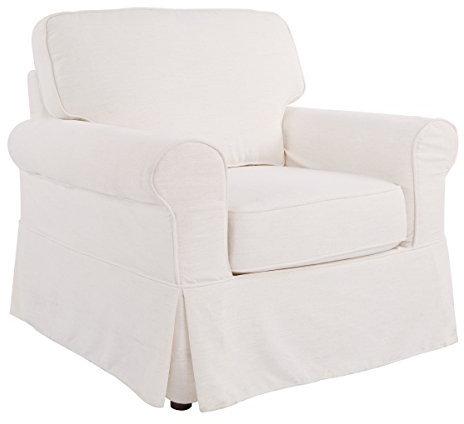 OSP Home Furnishings Ashton Rolled Arm Chair with Slipcover, White