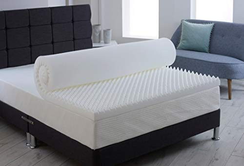 2 (50mm) Deep Double Bed Size Visco Memory Reflex Mattress Topper Profile, Egg Shell Crate Box, Orthopaedic, Support, Plain Relief (Small Single, without cover)
