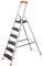 SONGMICS Scaletta a 6 Gradini, Scala Pieghevole in Lega di Alluminio, Gradini Larghi 12 cm, con Portautensili e Piedini Antiscivolo, Max. Portata Statica 150 kg, Nero e Arancione GLT06BK