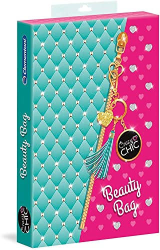 Clementoni - 18589 - Crazy Chic - Kosmetiktasche Beauty Bag - Make-up für Mädchen 6 Jahre - getestet und abnehmbar mit Wasser - kreatives Spiel