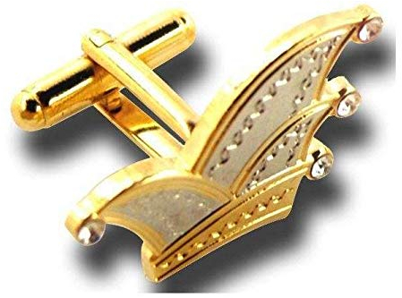 Paar Manschettenknöpfe Narrenkappe mit Schmucksteinen