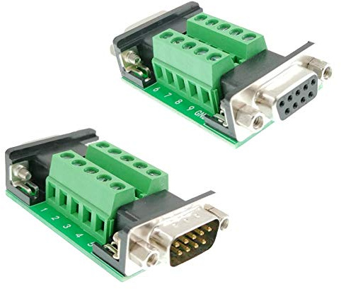 BUELEC DB9 Female and Male Connector In One Breakout Board,RS232/RS485/CAN/RS422 with DB9 Connector to Terminal Board Signal Module（2pcs DB9Female/Male）