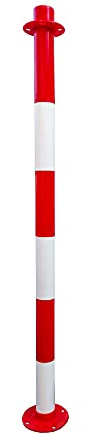 12 x Absperrpfosten + 12 Meter Kette Signalpfosten Kettenpfosten Weiss/Rot (12 Stück + 12 Meter Kette)