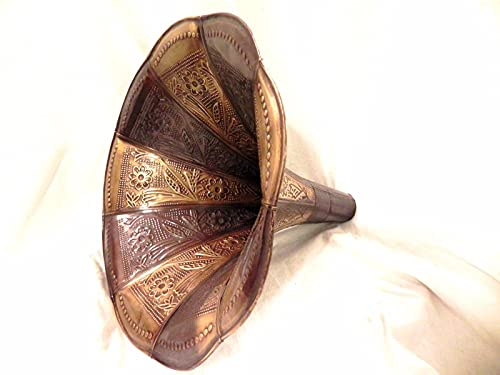 ANTIQUE HANDMADE GRAMOPHONE PHONOGRAPH CRAFTED HORN LOUDSPEAKER DOUBLE SHADE