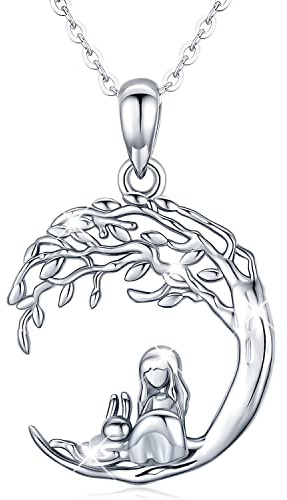 Odinstone Collana con ciondolo a forma di albero della vita in argento Sterling 925, gioiello personalizzato in argento per donne, regalo speciale per mamma/fidanzata/moglie (M-albero della vita)