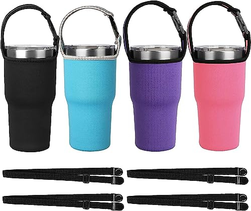EEEKit 4 Packs 30oz Tumbler Carrier Holder Pouch with Shoulder Strap, Fit for YETI, Rtic, Atlin, Ozark Trail, Rambler 30 oz Insulated Tumbler Coffee Cup for 30oz Stainless Steel Travel