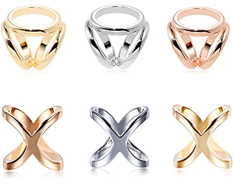 Anillos para bufanda, broches y clip de aleación para mujer, clips de moda sencillos y triples, 6Pcs, Acero inoxidable