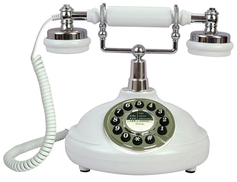 TelPal Retro Corded Landline Phone, White Classic Vintage Old Fashion Telephone for Home & Office, Wired Antique Home Phone Gift for Seniors (Push Button)