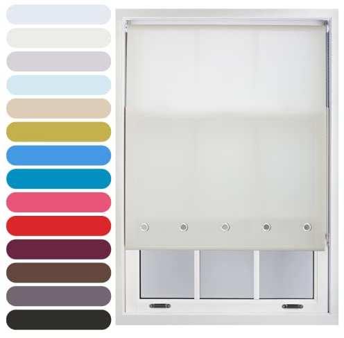 FURNISHED Tageslichtrollo mit runden Ösen, zuschneidbar, Creme, 140W x 165L cm