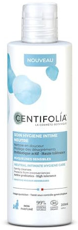 CENTIFOLIA | Soin Hygiène Intime Neutre | Hydrate & apaise la muqueuse | Restaure la flore intime | Prébiotique actif | Fabriqué en France | 200ML